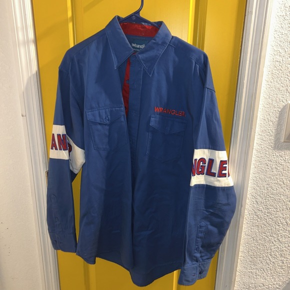 Wrangler Weatern Long Sleeve Blue Mens Size Large‎ Shirt Cowboy